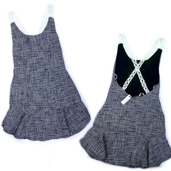 Lovers + Friends Dresses & Skirts - NWT Lovers + Friends Blue Tweed Crochet Dress